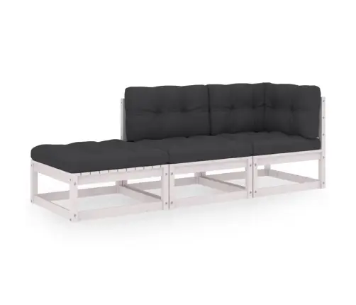 3-Daļīgs Dārza Atpūtas Mēbeļu Komplekts Ar Matračiem, Priede Vidaxl