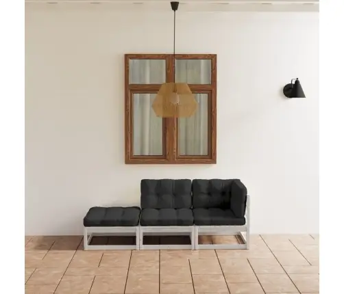 3-Daļīgs Dārza Atpūtas Mēbeļu Komplekts Ar Matračiem, Priede Vidaxl