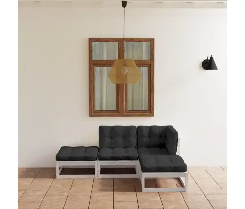 4-Osaline Aiamööbli Komplekt Istmepatjadega, Toekas Männipuit