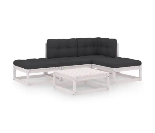 5-Daļīgs Dārza Atpūtas Mēbeļu Komplekts Ar Matračiem, Priede Vidaxl