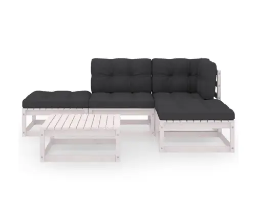 5-Daļīgs Dārza Atpūtas Mēbeļu Komplekts Ar Matračiem, Priede Vidaxl