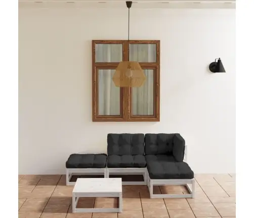 5-Daļīgs Dārza Atpūtas Mēbeļu Komplekts Ar Matračiem, Priede Vidaxl