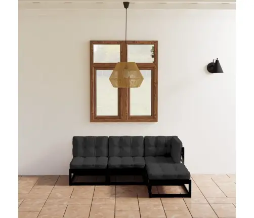 4-Daļīgs Dārza Atpūtas Mēbeļu Komplekts Ar Matračiem, Priede Vidaxl