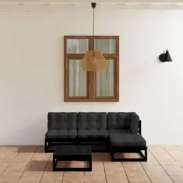 5-Daļīgs Dārza Atpūtas Mēbeļu Komplekts Ar Matračiem, Priede Vidaxl