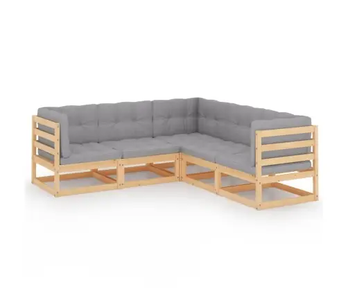 5-Daļīgs Dārza Atpūtas Mēbeļu Komplekts Ar Matračiem, Priede Vidaxl