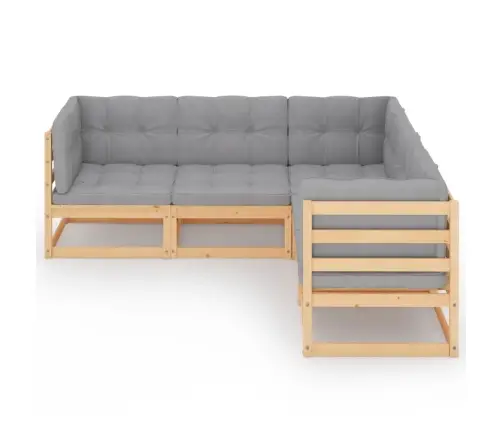 5-Osaline Aiamööbli Komplekt Istmepatjadega, Toekas Männipuit