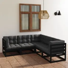 5-Osaline Aiamööbli Komplekt Istmepatjadega, Toekas Männipuit