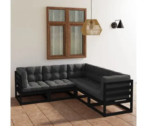 5-Osaline Aiamööbli Komplekt Istmepatjadega, Toekas Männipuit