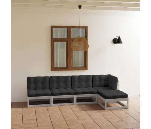 5-Daļīgs Dārza Atpūtas Mēbeļu Komplekts Ar Matračiem, Priede Vidaxl