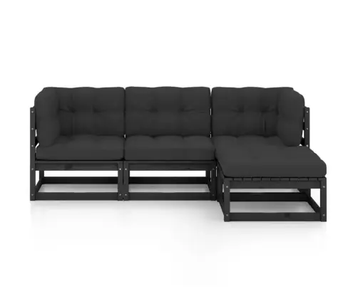 4-Daļīgs Dārza Atpūtas Mēbeļu Komplekts Ar Matračiem, Priede Vidaxl