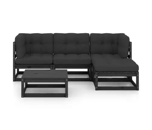 5-Daļīgs Dārza Atpūtas Mēbeļu Komplekts Ar Matračiem, Priede Vidaxl