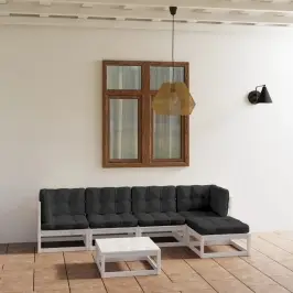 6-Osaline Aiamööbli Komplekt Istmepatjadega, Toekas Männipuit