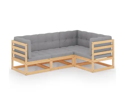 4-Osaline Aiamööblikomplekt Istmepatjadega, Toekas Männipuit