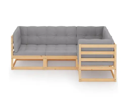 4-Osaline Aiamööblikomplekt Istmepatjadega, Toekas Männipuit