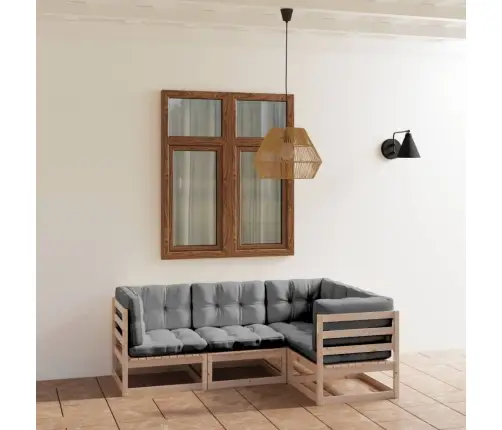 4-Osaline Aiamööblikomplekt Istmepatjadega, Toekas Männipuit