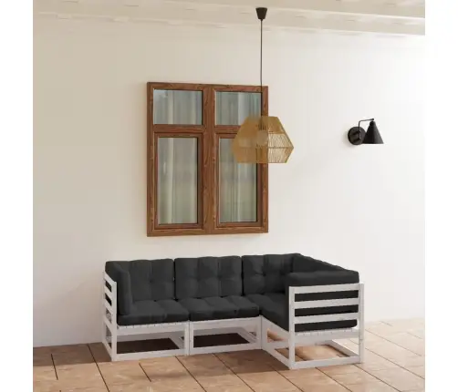 4-Daļīgs Dārza Atpūtas Mēbeļu Komplekts Ar Matračiem, Priede Vidaxl