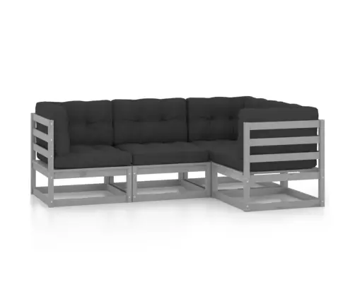 4-Daļīgs Dārza Atpūtas Mēbeļu Komplekts Ar Matračiem, Priede Vidaxl