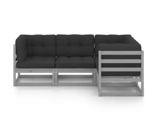 4-Daļīgs Dārza Atpūtas Mēbeļu Komplekts Ar Matračiem, Priede Vidaxl