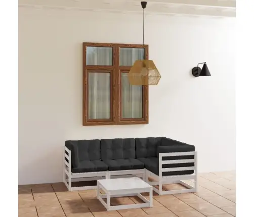 5-Daļīgs Dārza Atpūtas Mēbeļu Komplekts Ar Matračiem, Priede Vidaxl