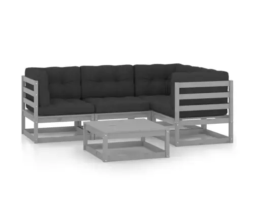 5-Daļīgs Dārza Atpūtas Mēbeļu Komplekts Ar Matračiem, Priede Vidaxl