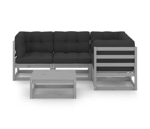 5-Daļīgs Dārza Atpūtas Mēbeļu Komplekts Ar Matračiem, Priede Vidaxl