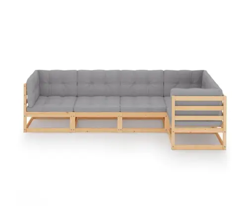 5-Osaline Aiamööbli Komplekt Istmepatjadega, Toekas Männipuit