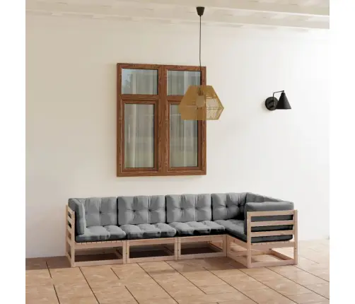 5-Osaline Aiamööbli Komplekt Istmepatjadega, Toekas Männipuit