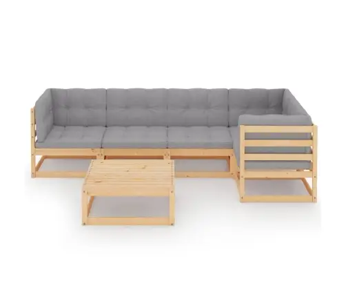 6-Daļīgs Dārza Atpūtas Mēbeļu Komplekts Ar Matračiem, Priede Vidaxl