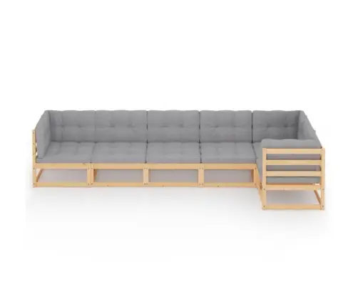 6-Osaline Aiamööblikomplekt Istmepadjaga Toekas Männipuit