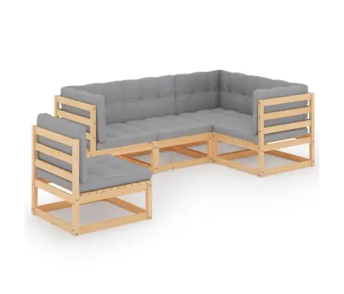 5-Osaline Aiamööbli Komplekt Istmepatjadega, Toekas Männipuit