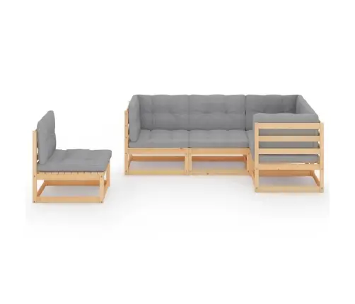 5-Osaline Aiamööbli Komplekt Istmepatjadega, Toekas Männipuit