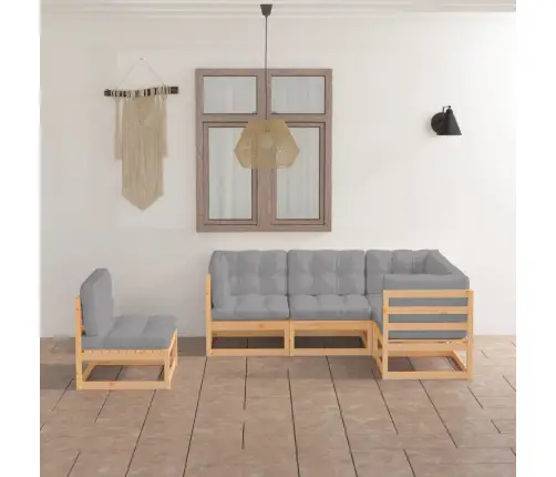 5-Osaline Aiamööbli Komplekt Istmepatjadega, Toekas Männipuit