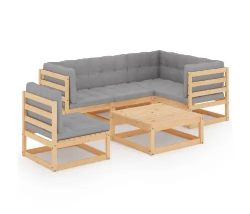 6-Daļīgs Dārza Atpūtas Mēbeļu Komplekts Ar Matračiem, Priede Vidaxl