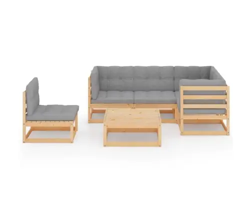 6-Daļīgs Dārza Atpūtas Mēbeļu Komplekts Ar Matračiem, Priede Vidaxl