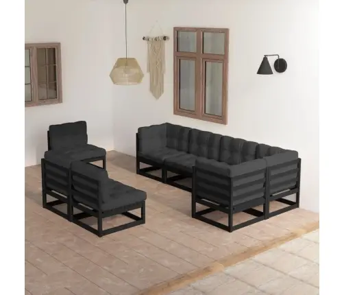 8-Daļīgs Dārza Atpūtas Mēbeļu Komplekts Ar Pelēkiem Matračiem Vidaxl