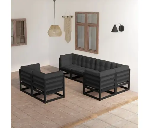 7-Daļīgs Dārza Atpūtas Mēbeļu Komplekts Ar Pelēkiem Matračiem Vidaxl