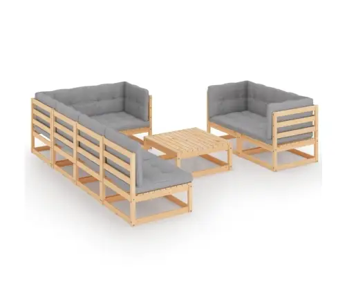 8-Osaline Aiamööbli Komplekt Patjadega, Männipuit