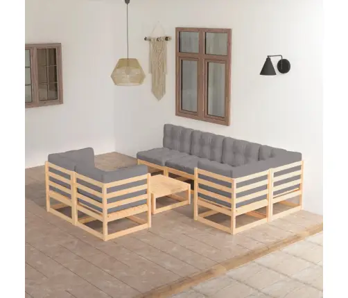 8-Osaline Aiamööbli Komplekt Patjadega, Männipuit