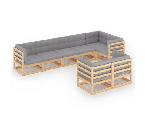 8-Osaline Aiamööbli Komplekt Patjadega, Männipuit