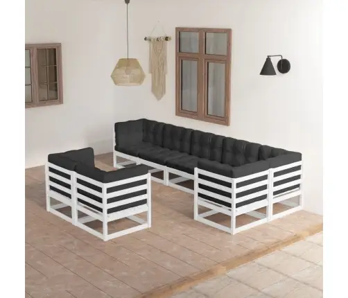 Sodo Komplektas Su Pagalvėlėmis, 8 Dalių, Pušies Masyvas Sodo Komplektas Su Pagalvėlėmis, 8 Dalių, Pušies Masyvas