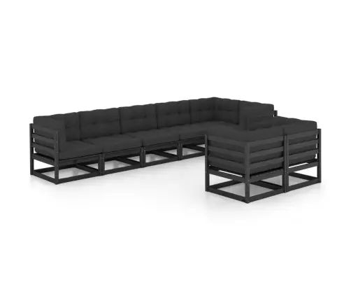 8-Daļīgs Dārza Atpūtas Mēbeļu Komplekts Ar Pelēkiem Matračiem Vidaxl