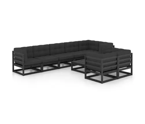 9-Daļīgs Dārza Atpūtas Mēbeļu Komplekts Ar Pelēkiem Matračiem Vidaxl