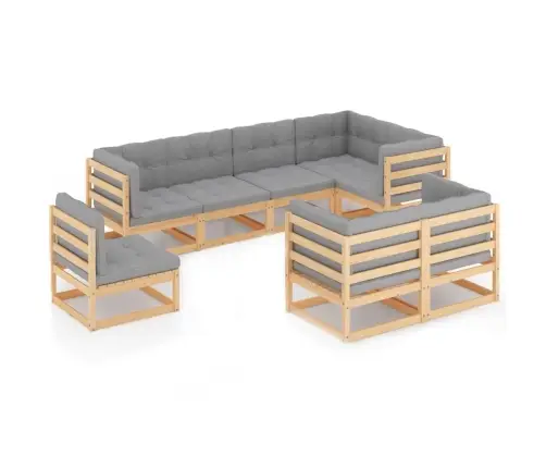 8-Osaline Aiamööbli Komplekt Patjadega, Männipuit