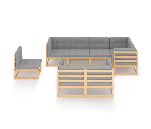 8-Osaline Aiamööbli Komplekt Patjadega, Männipuit