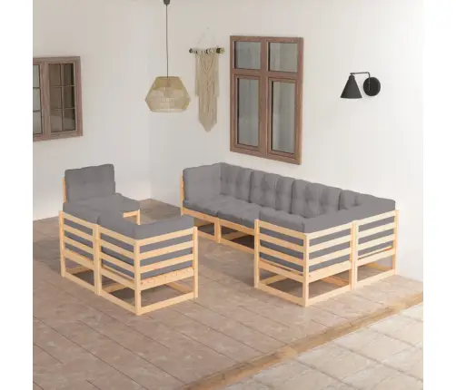 8-Osaline Aiamööbli Komplekt Patjadega, Männipuit