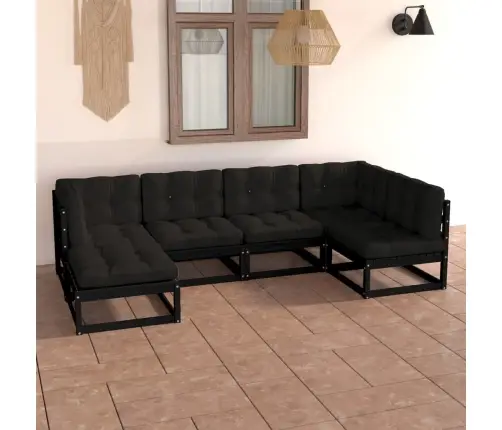 6-Daļīgs Dārza Mēbeļu Komplekts Ar Matračiem, Priedes Koks Vidaxl