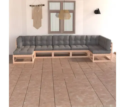 7-Daļīgs Dārza Atpūtas Mēbeļu Komplekts Ar Pelēkiem Matračiem Vidaxl