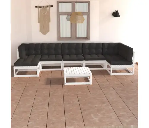 8-Daļīgs Dārza Atpūtas Mēbeļu Komplekts Ar Pelēkiem Matračiem Vidaxl