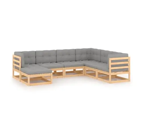 7-Daļīgs Dārza Atpūtas Mēbeļu Komplekts Ar Pelēkiem Matračiem Vidaxl