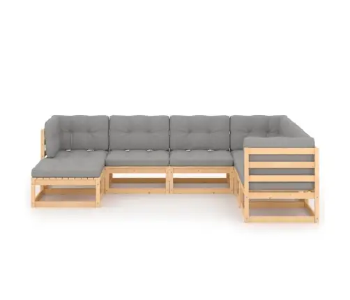 7-Daļīgs Dārza Atpūtas Mēbeļu Komplekts Ar Pelēkiem Matračiem Vidaxl